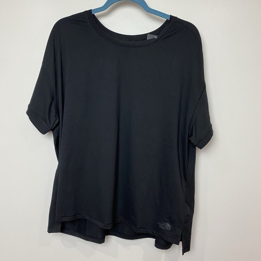 The North Face Women's Shirt Sz 2X Black Short Sleeve FlashDry Standard Fit New